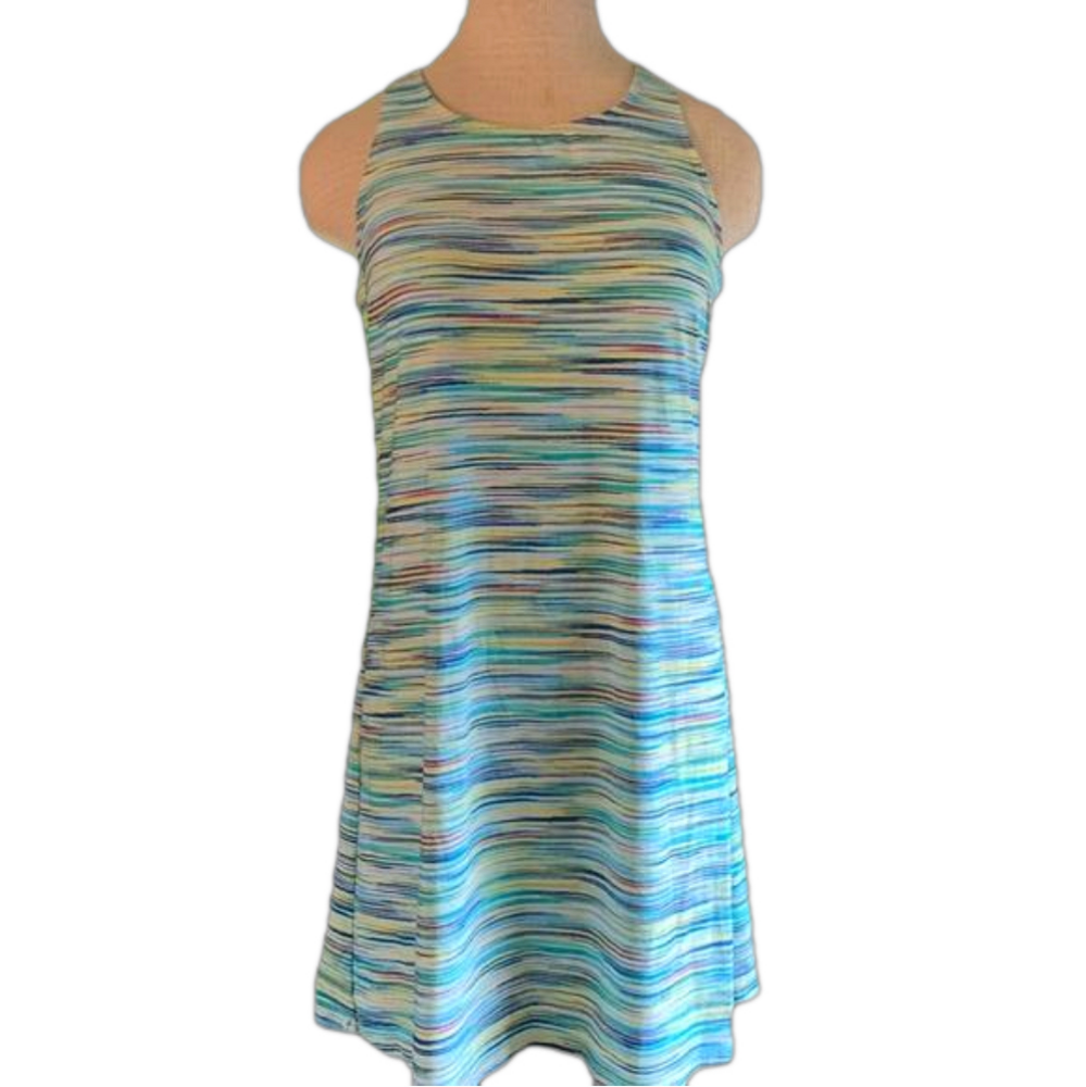 Lands' End Blue Striped Active Dress
